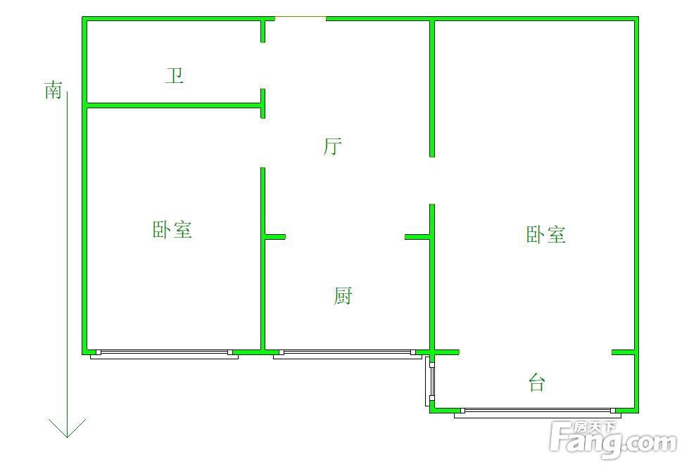 九江里|2室1厅1卫1阳台|55平米|南|2层