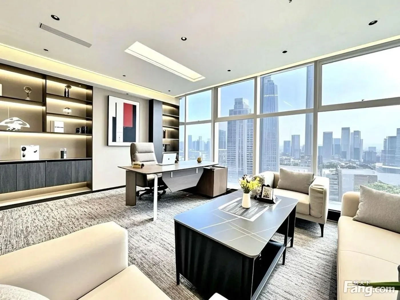 成华区牌面丨双面采光5隔间20工位丨超大老总办 轻奢艺术前台