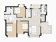 中间位置南北通透格局,3+1四房,视野开阔,采光好