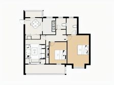 房子位于一楼,自带一个小院子有60平方左右