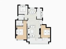 三室两厅两卫 户型方正 采光好