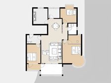 国奥天地 东打头 耳朵户型 带两个大阳台 实木装修