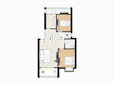 红角洲通透小两房,有露台,诚心出售,看房方便