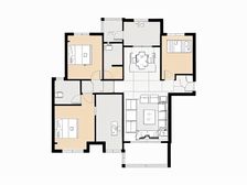 保利尚园精装3+1户型,满二,270℃落地大阳台