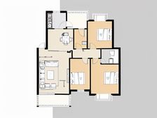 江山多娇2期中间楼层步梯房户型方正南北通风