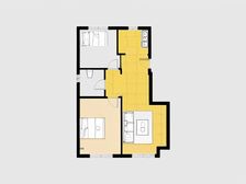 中梁观澜壹号院头排边户两室南北通厅通透产品。