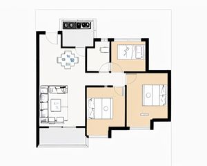 万科锦里江澜精装自住三房户型,