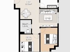 万达广场 2室1厅 东南