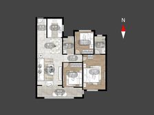 新北环球港精装三房 南向高层满二牡丹和府