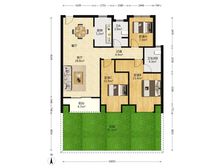 一楼带50平大花园,水岸新都三室两卫有密码随时看房