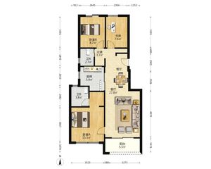 万科坤和·湛蓝云镜 3室1厅 南