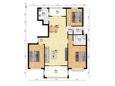 小区景观位置,主卧朝南,小区中心位置,厨卫朝北