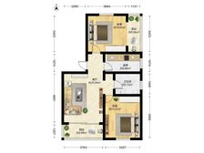 真源小区 一梯一户 94㎡ 电梯2房2厅,小区此一栋楼户型。