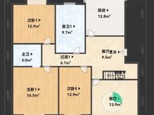 骆兴家园西区4室2厅2卫南朝向125.0万元/套出售