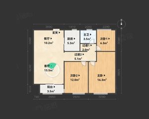 万科都心里3室2厅1卫南朝向205.0万元/套出售