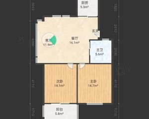 薛家新家园2室2厅1卫南朝向89.0万元/套出售