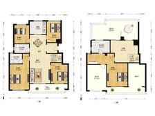“水云居(西区)”8楼顶复,二层不算产证面积,大露台,含车位