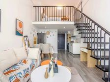 时光荟 loft半搭 楼下客厅灶台卫生间 楼上卧室衣柜