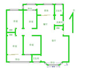 黄金2楼 大四室 双学区 市中心