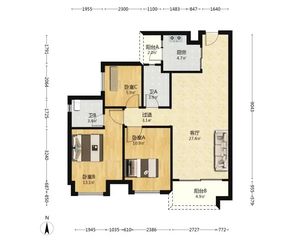 保利翡翠花园 3室2厅 98.67平