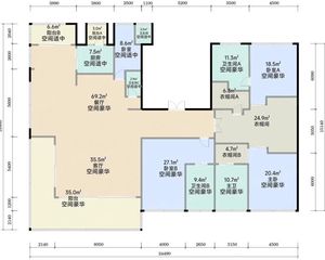涵云府 400平5居 南向简装修 自住保养好 东部第四代住宅