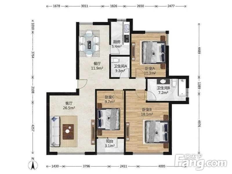 国贸合生汇近地铁全女孩合租沿海南向高层超大主卧独卫带衣帽间