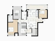 次新房南北通风 光线很好 户型方正