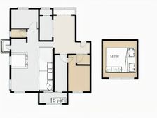 带60平的南向院子 房子为倒复式大平层,带地下车库