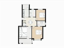 一梯两户电梯房,南北通透大两房双卫,客厅面宽4.3米