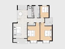 大三房,纯毛坯,南北双阳台,带储藏室