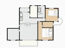 电梯房 ,三阳台, 位置安静靠河 采光佳 南北通三房