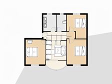 海欣北区95平的飞机户型,一梯两户的楼梯房,得房率高