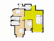 卡地亚花园城蔚蓝轩B区 3室2厅 南