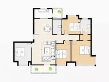 万达城A区,四房两卫,户型端正,楼层位置佳