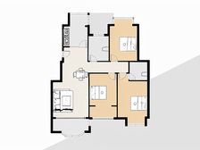 洋房里的三室两厅两卫,采光很好,户型很合理