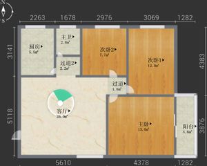 三迪世纪新城花都3室2厅2卫 南北通透 高层采光好 满2年