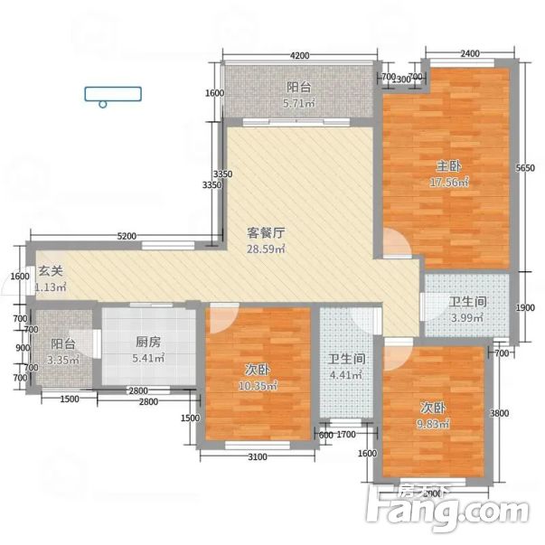 萬達城棲霞府北苑精裝3室2廳2衛115平橫廳125萬