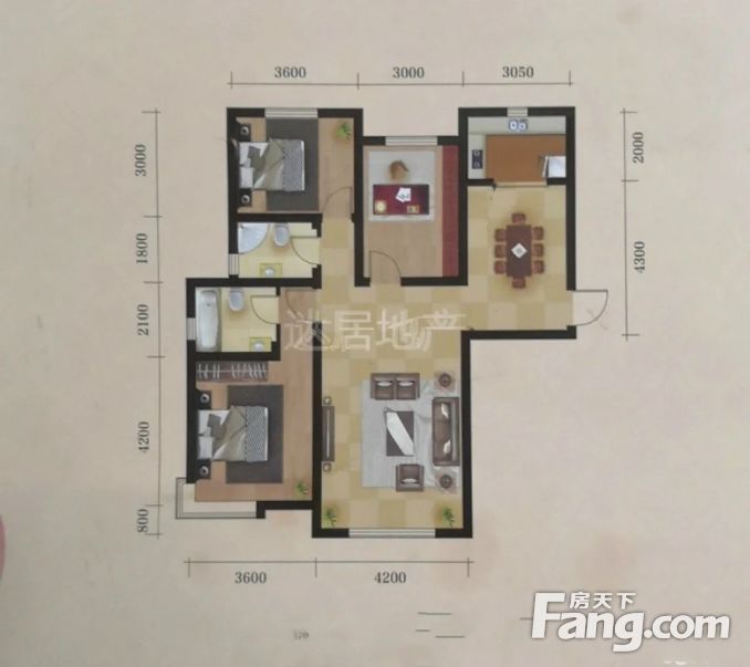 南北通透北塘水岸花园3室2厅