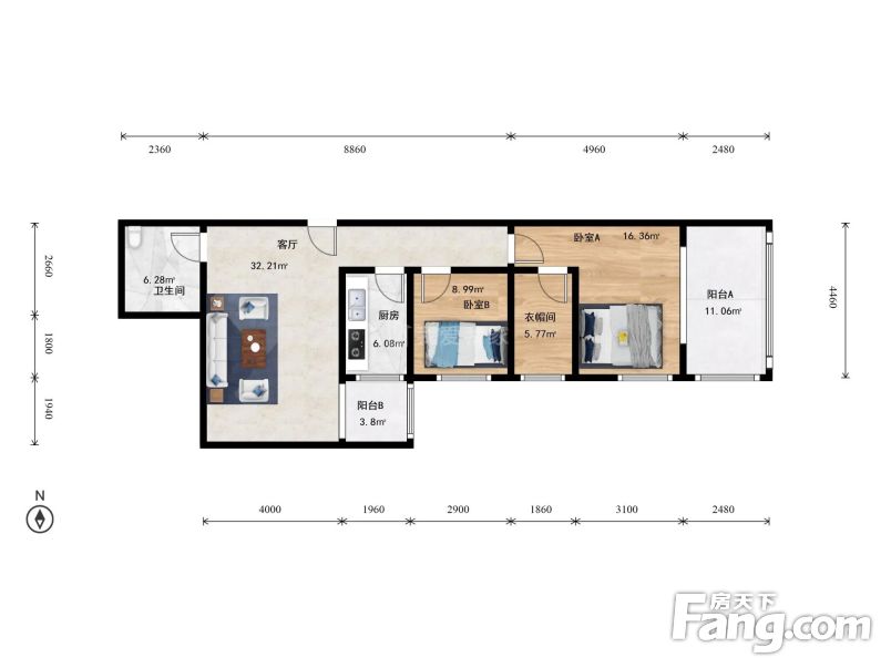 东南两居室,双卫带明卫,高楼层,直观国贸,北京东城东花市花市枣苑二手