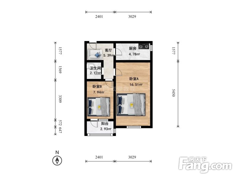 西城区 二环内 广安门内 菜市口地铁 牛街地 南向两居