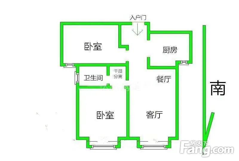 户型图高清 二室一厅图片