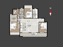 龙湖景粼天著 153.3平4居 南向毛坯 安静不临街