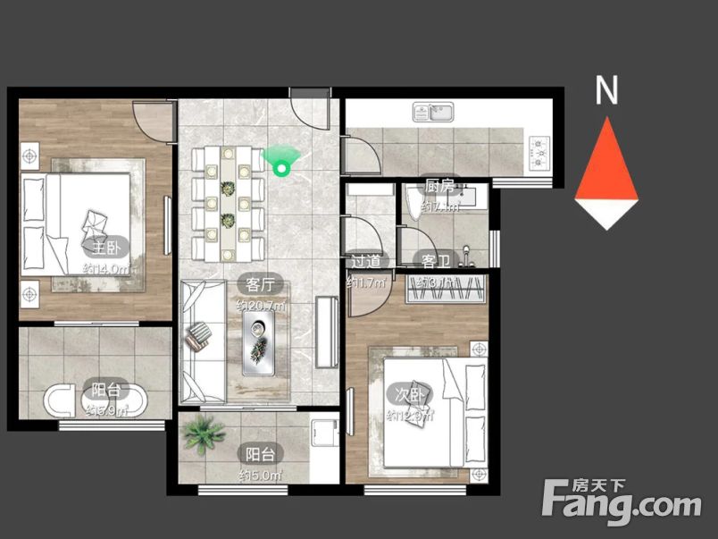 檀香湾2室2厅毛坯