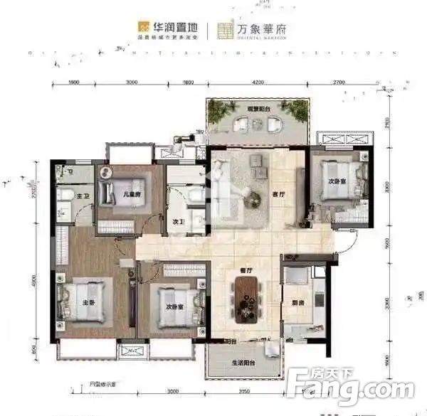 华润万象华府4房2厅毛坯160万