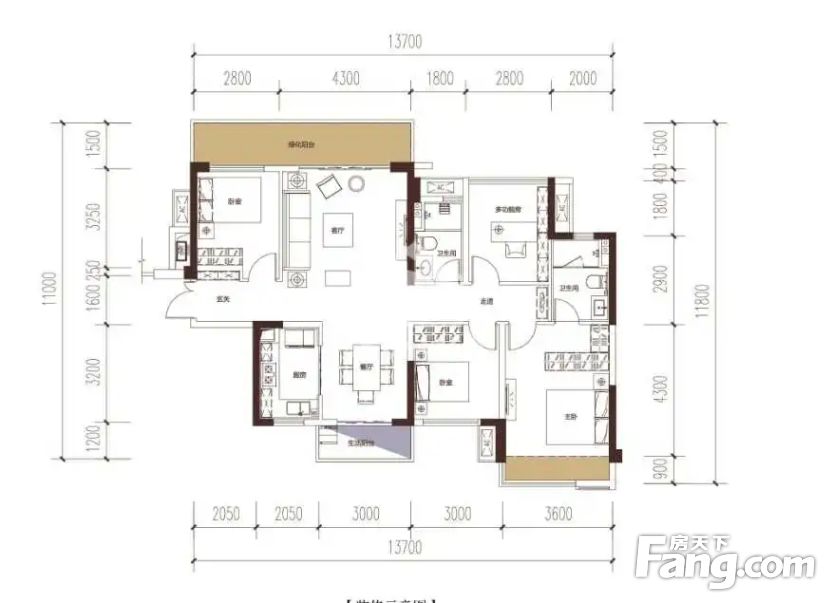 融创九棠府132平精装4房2厅125万