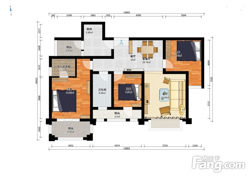 南湖半岛朝向东3室2厅中等装修