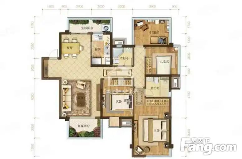 融创澜月府4房2厅精装125万