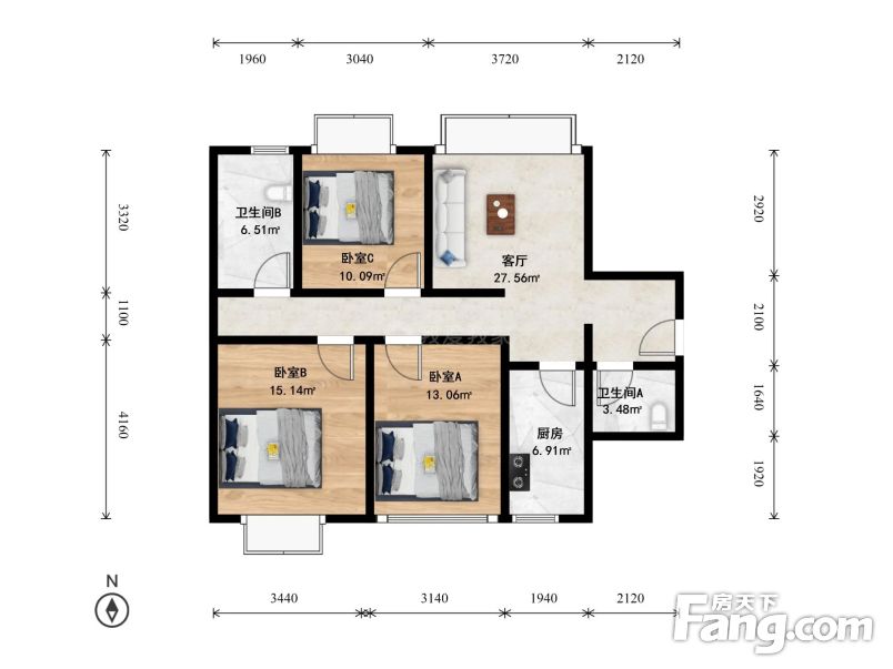 总监推荐 万达广场公寓 仅契税 南北通透三居室 明厨明卫
