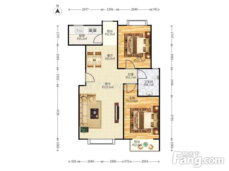 新出电梯洋房南北通透红磡领世郡常春藤2室2厅精装修