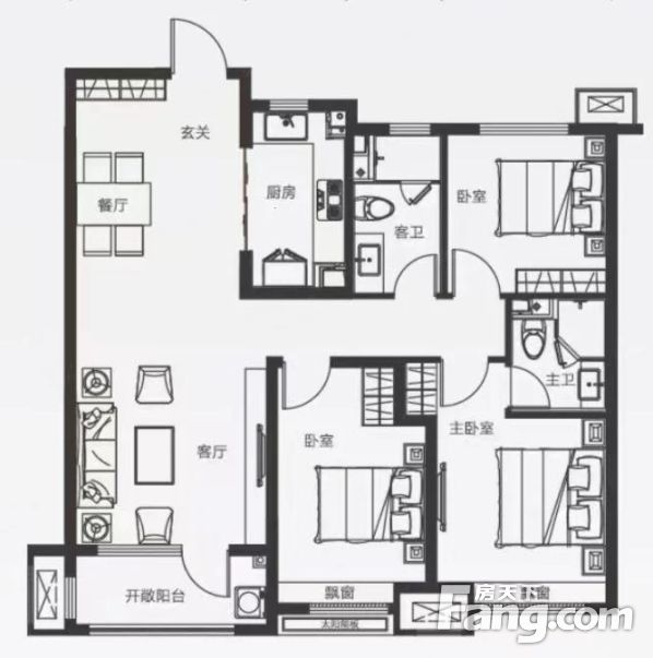 新房源北海路旁婚房现房急售h户型落地窗文昌一墙之隔